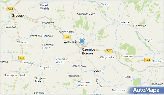 mapa Czernice Borowe, Czernice Borowe na mapie Targeo